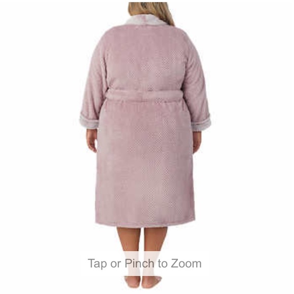 Carole Hochman Ladies Plush Soft Warm Long Wrap Robe Faux Fur Collar Pockets New - Picture 6 of 13